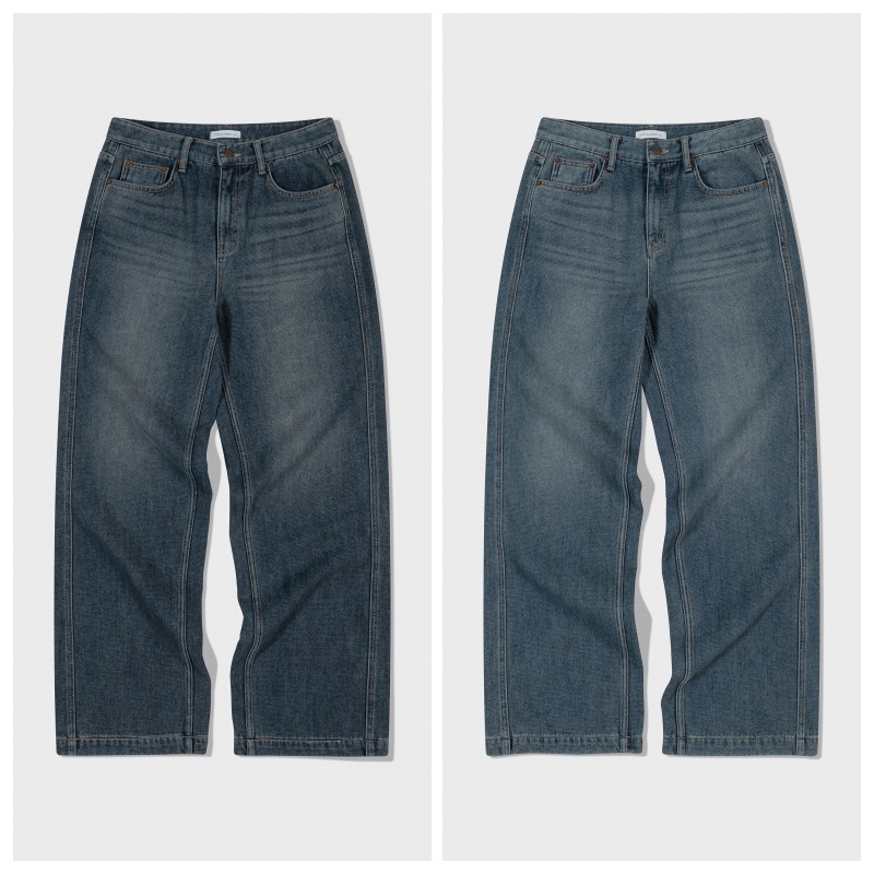 【LOW CLASSIC】 BRUSHED FLEECE WIDE-LEG JEANS : 2COLORS