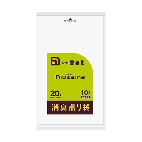 (まとめ) 日本サニパック ニオワイナ消臭袋 白半透明 20L SS20 1パック(10枚) (×20セット)