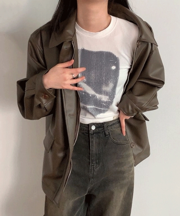 [グッドクオリティ!] カラールーズフィットレザーレザージャケット