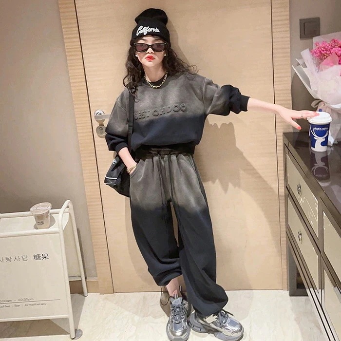 子供ジャージ 女の子 ジャージ キッズ 子供服 セットアップグラデーション 春秋服 長袖 ロングパンツ 長ズボン 韓国子供服 スポーツ トレーナー 運動着