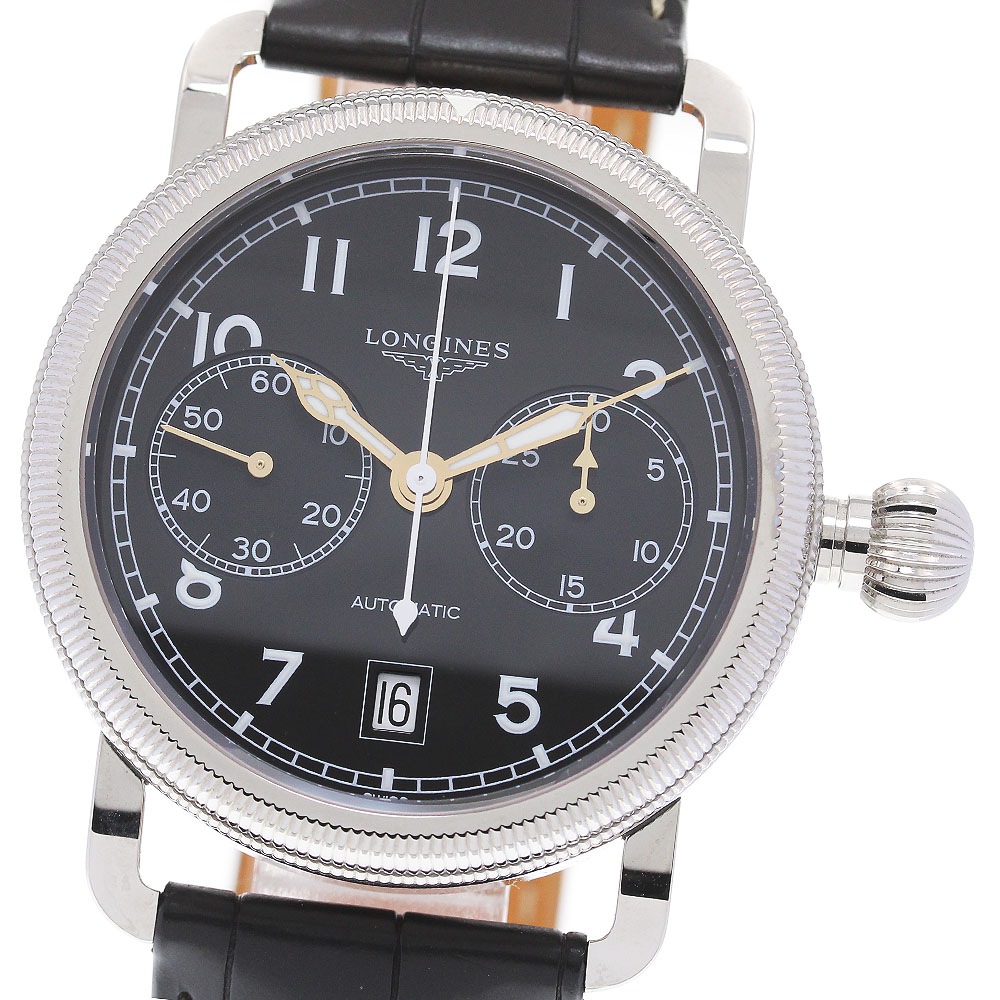 ロンジン LONGINES L2.783.4 ヘリテージ アヴィゲーション オーバーサイズクラウン 自動巻き メンズ 美品 箱・保証書付_849766【中古】