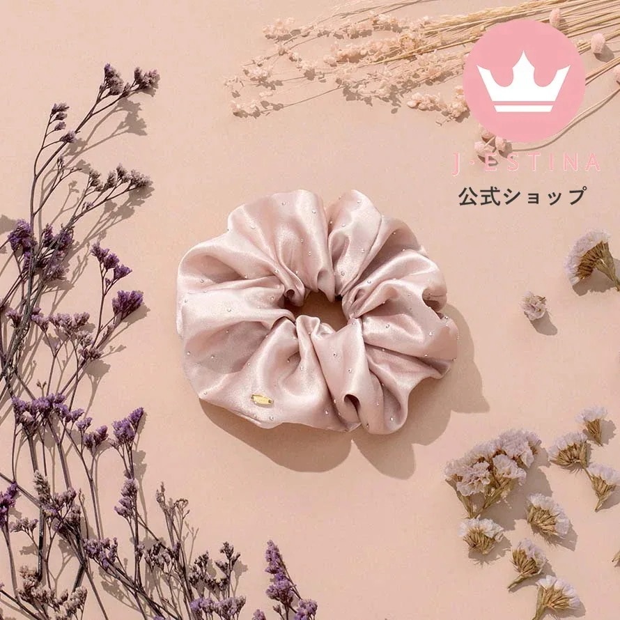 サテンドットシュシュ(PINK)IU パクミニョン 韓国ドラマ 韓国ファッション レディース アクセサリー