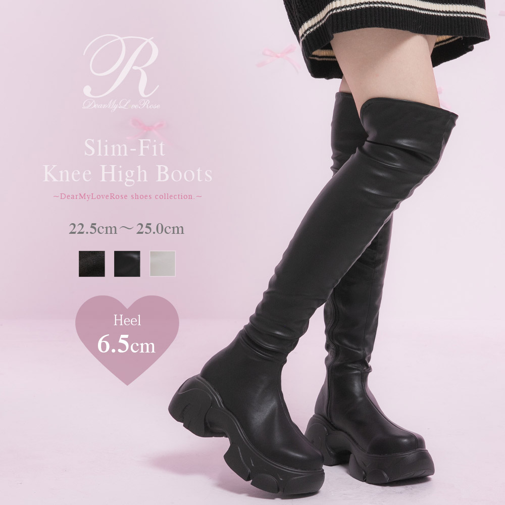 厚底ソール美脚スリムフィットニーハイブーツ 【大きいサイズ有】 535035 ブーツ