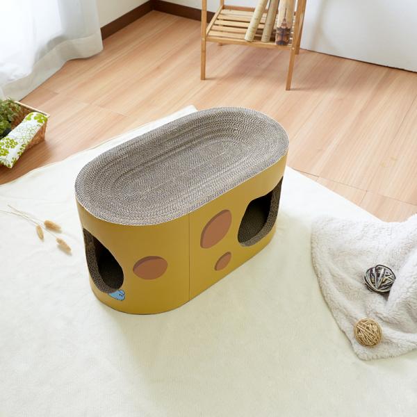 爪とぎ 猫 段ボール ダンボール ネコ おしゃれ かわいい 爪研ぎ ストレス解消 屋内用 ペット用品 耐久性 遊び場 チーズ 柄 デザイン