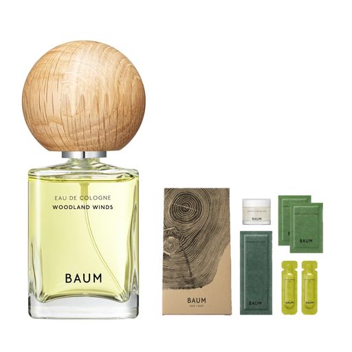 BAUM(バウム)BAUM体感キット オーデコロン 1 60ML クレイマスク+化粧水+乳液オイル+スリーピングマスク サンプル付き WOODLAND WINDS の香り 香水 アロマティック リラッ