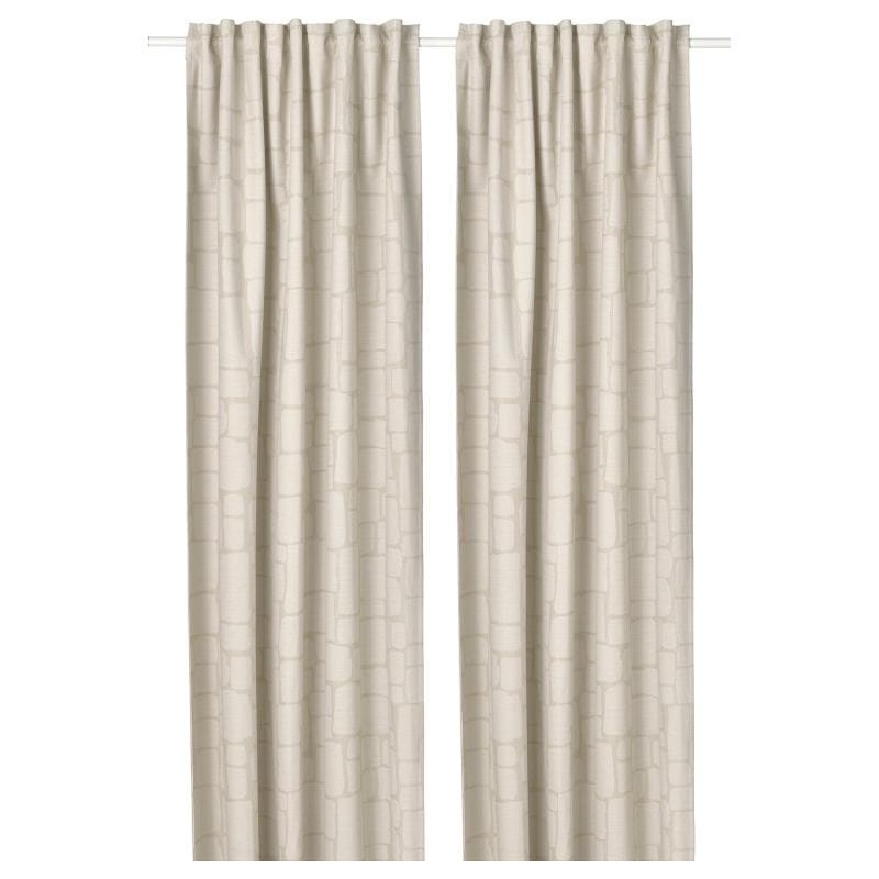 LONNSTAVMAL ロンステーブマル 遮光カーテン1組 - ベージュ/ヘディングテープ付き 145x250 cm