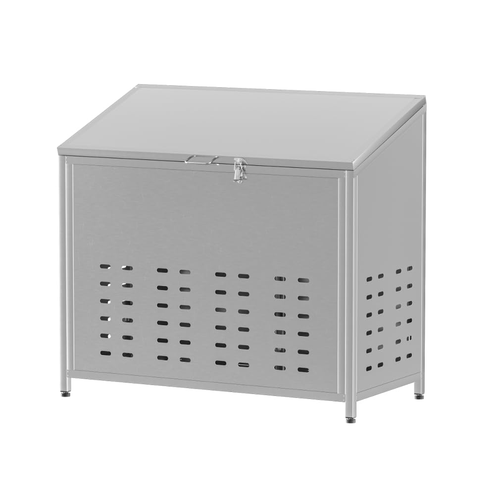 ゴミ箱 屋外 大きい カラス除け ゴミ荒らし防止 カラスや野良猫からゴミを守る 高強度 ゴミステション ごみ大型 ごみ収集ボックス 庭用 キッチン 分別 ゴミ箱 アジャスター (組立式） (横幅90