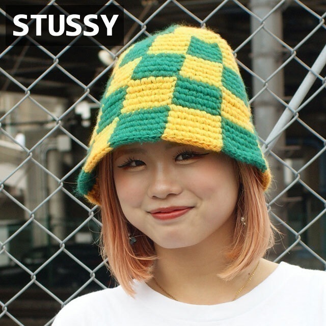 ステューシー STUSSY CHECKER KNIT BUCKET HAT バケット EVERGREEN 252-000514-015