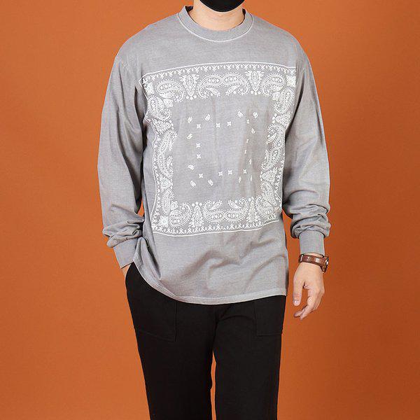 WML男性ビッグサイズピグメントバンダナ長袖Tシャツ3XL