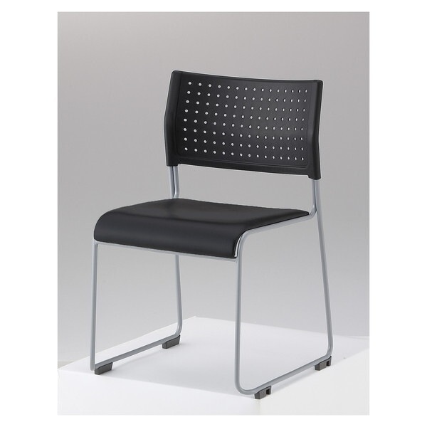 スタッキングチェア 背:樹脂 座:レザー ブラック ASL-110PV-BK 1脚 メーカー直送
