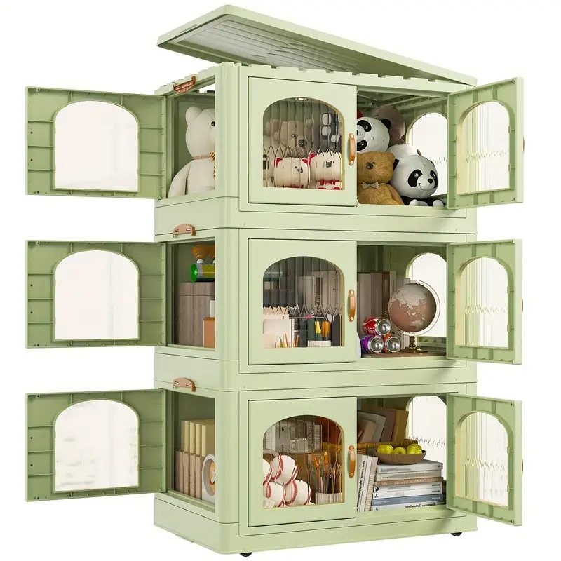 283.91L 容量の蓋付き大型収納ボックスキャスターとドア付きの積み重ね可能な収納ボックスクローゼットの整理整頓と収納用の収納コンテナ寝室オフィスキッチン学校のプラスチック製引き出し収納