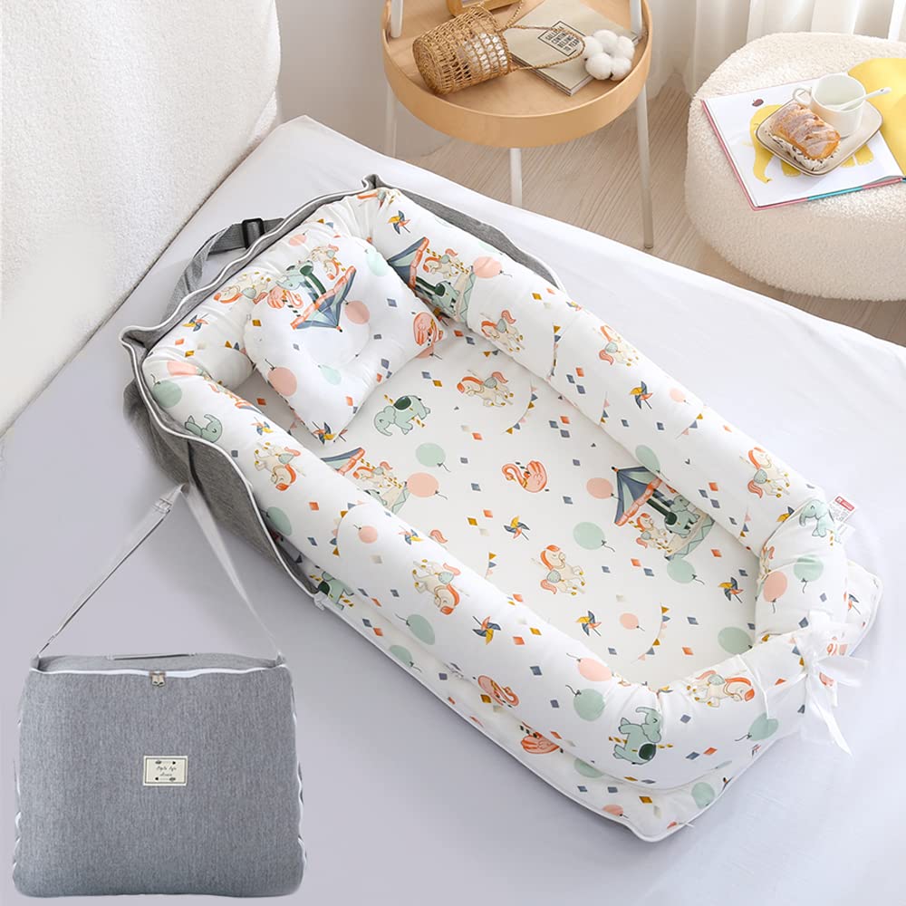 ベッドインベッド 携帯型 ベビーベッド 新生児 赤ちゃん 折りたたみ べびーべっと 枕付き コンパクト添い寝 ベビーべっど持ち運び 通気性がよい 洗濯可能 折り畳みベッド 安全 安心 出産祝い