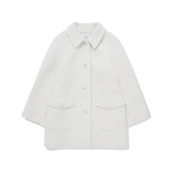 M ジャケット CQK CO2404CT72-IV ウーマン ブークル ハーフ コート アイボリー