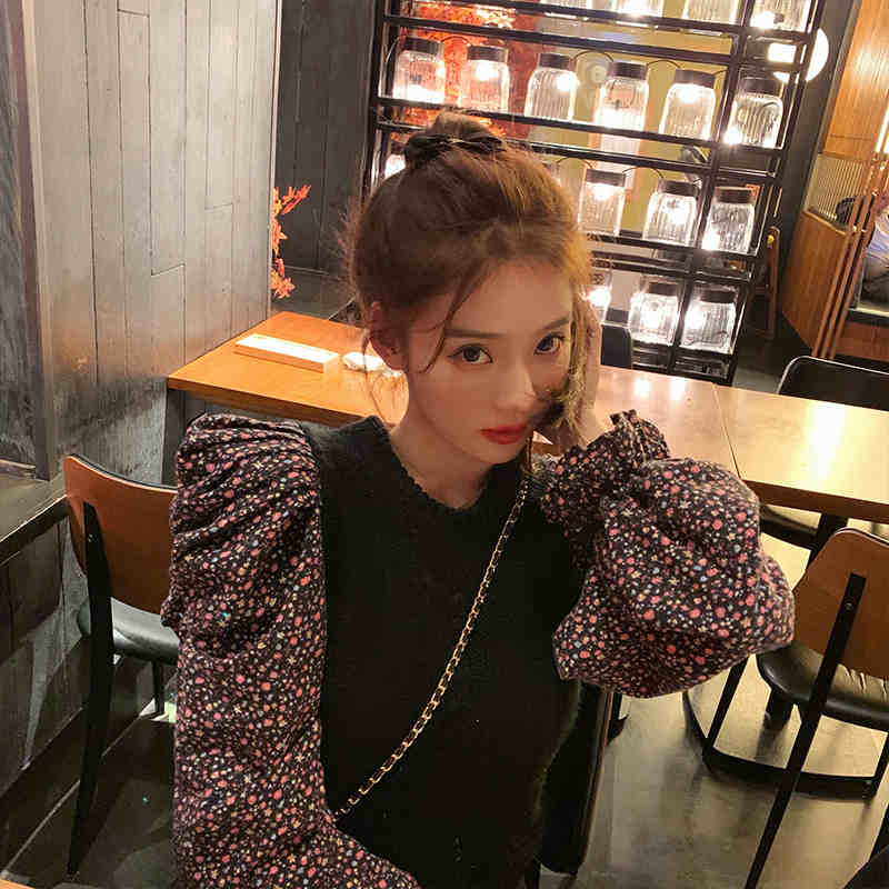 レディース パワーショルダー ブラウス キャンディスリーブ 花柄 フリル ロングシャツ シャツ トップス カジュアル 可愛い フェミニン きれいめ 上品 エレガント おしゃれ お出かけ オフィス ブラ