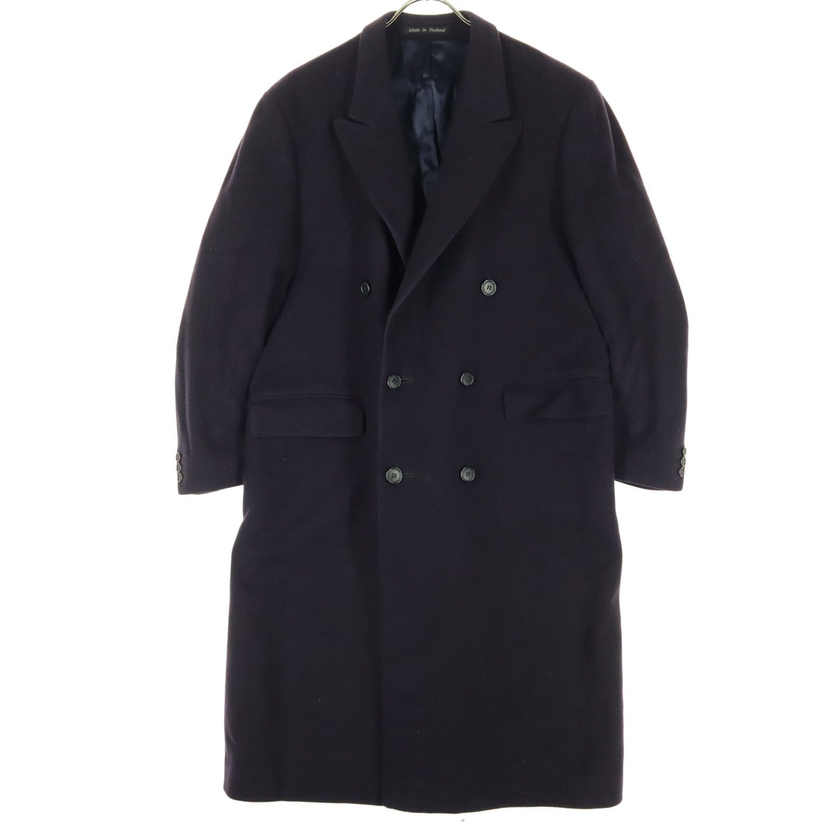 NICOLA FERRI ニコラフェリ イングランド製 カシミヤ 長袖 カシミヤ ダブルボタン ロングコート ネイビー メンズ 古着