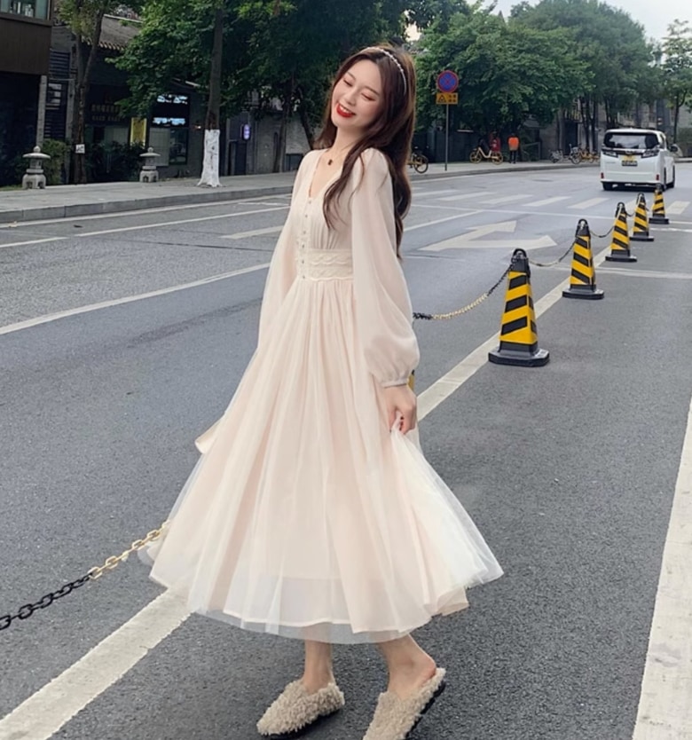 ワンピース デート モテアイテム フレアワンピース ドレス シフォン 無地 コットン 大人可愛い きれいめ 上品 おしゃれ かっこいい 大人可愛い ラブリー キュート ガーリー クール モード系