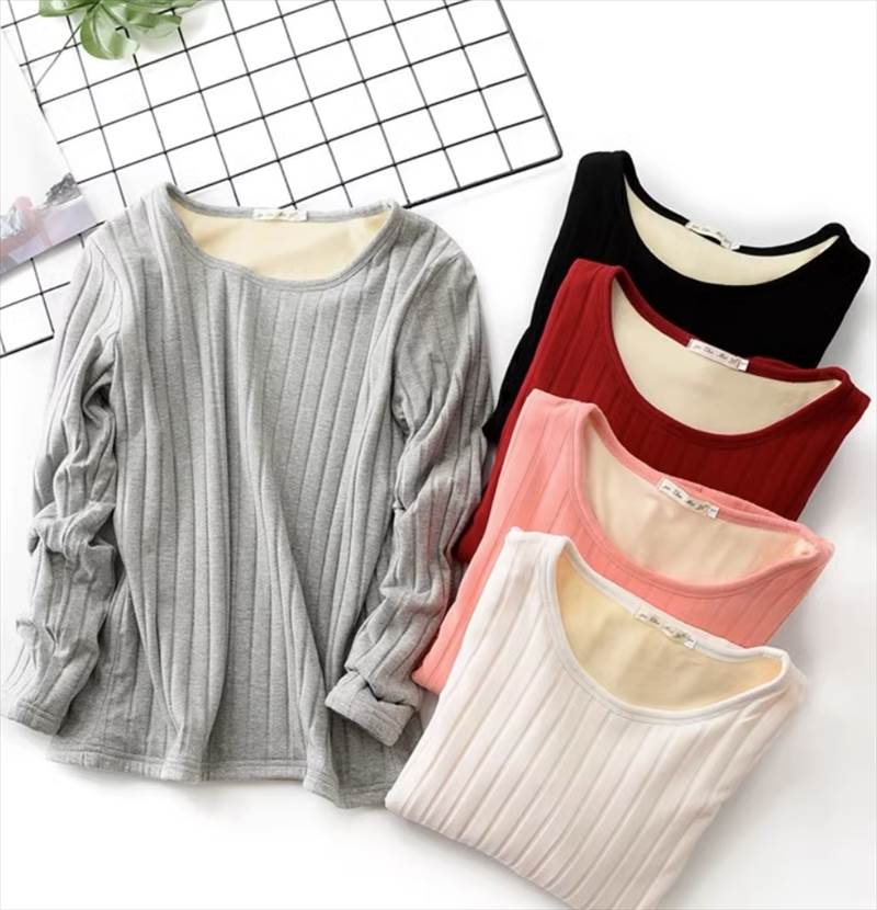 プラスサイズ 裏起毛 トップス カットソー ニットソー インナー 袖あり 長袖 萌袖 シャーリング ラウンドネック 裏起毛 リブ かわいい 大人可愛い シンプル カジュアル おしゃれ お洒落 秋 冬
