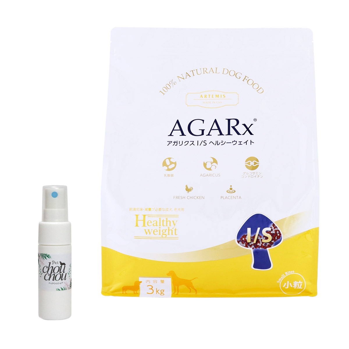 ドッグフード アガリクスI/S ヘルシーウエイト 小粒 3kg【天然ハーブ虫除けスプレー 犬用 15ml付き】