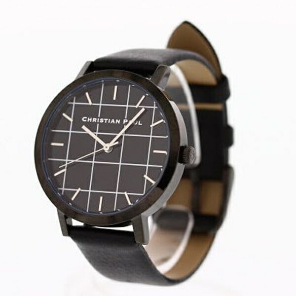 クリスチャンポール 時計 レディース 腕時計 手表 35mm ブラックグリッド ブラックレザー 天然皮革 GRL-01 誕生日プレゼント ポイント消化