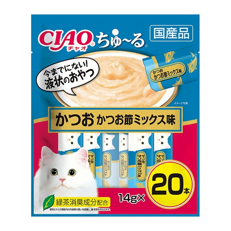 （まとめ買い）CIAO ちゅる かつお かつお節ミックス味 14gx20本 SC-130 猫用おやつ [x4]