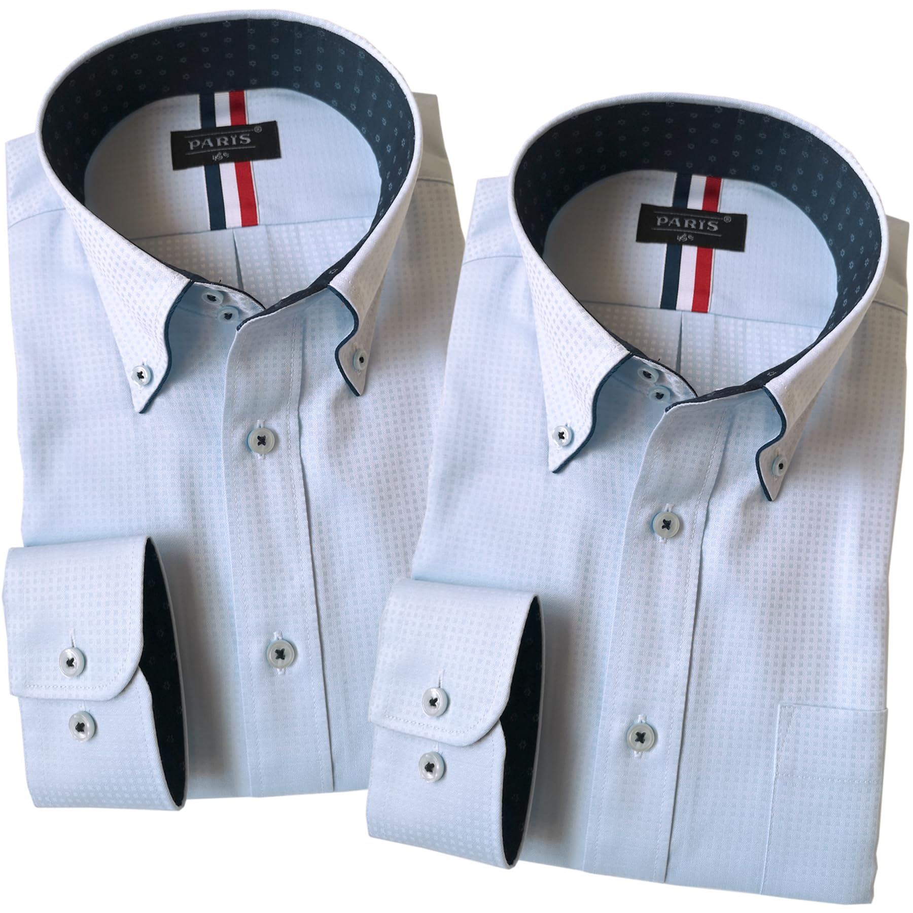 [パリス16ク] ワイシャツ メンズ 長袖 形態安定 ドゥエボットーニ 2枚セット D LL