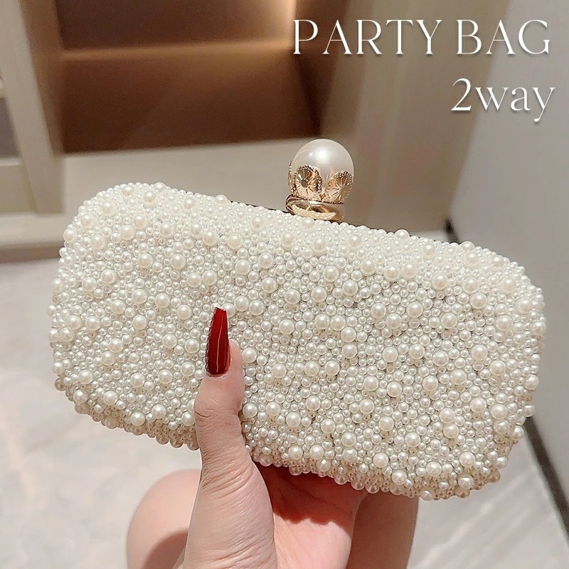 即納あり パーティーバッグ 2way クラッチバッグ ショルダーバッグ 口金 パール レディース バッグ 結婚式 前撮り 二次会 披露宴 発表会 お呼ばれ レディースバッグ 結婚式バッグ 結婚式カ