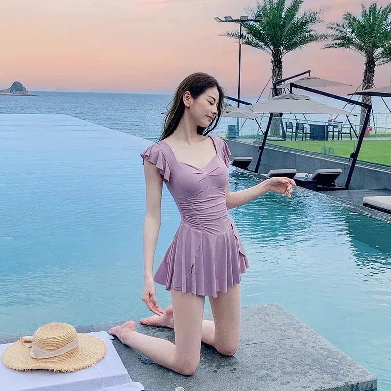 3日出荷 水着レディース 保守 ワンピースタイプ カバー シルエット美しい 温泉 高級感 ワンピース体型カバー