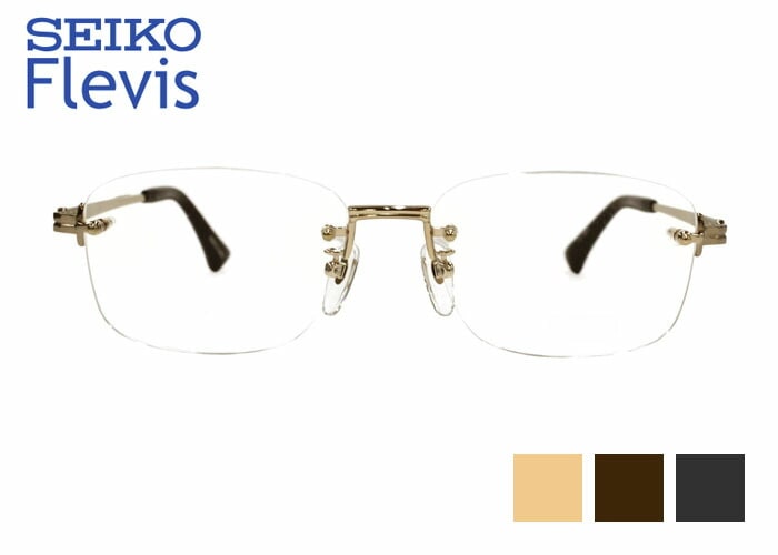 セイコー SEIKO Flevis sf-0006 スクエア チタン ツーポイント フチなし 軽量 日本製 メンズ メガネ めがね 眼鏡 53サイズ