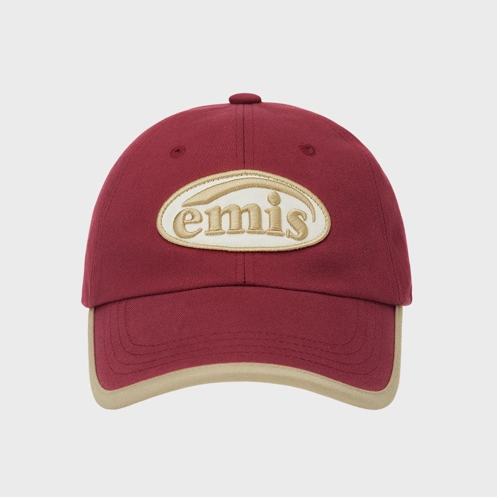 Emise ベージュトリミングボールキャップ-レッド