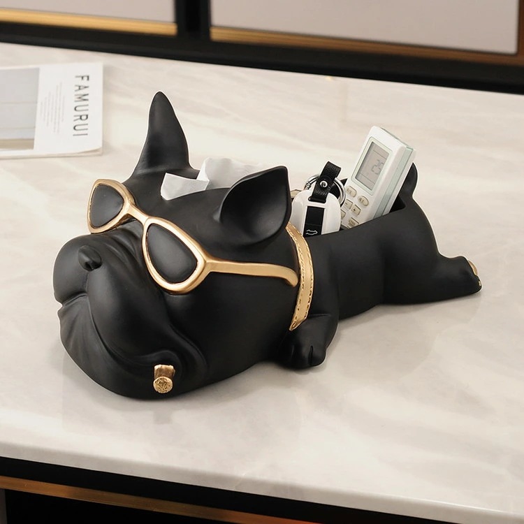 新商品プロモーション，数量限定 犬 小物入れ トレイ インテリア フレンチブルドッグ ティッシュケース リモコン ケース ブルドッグ フレブル 盆 犬 動物 オーナメント オブジェ オシャレ サン