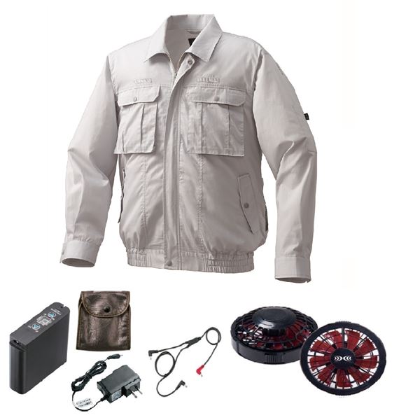 KU92100 空調服 綿/ポリ混紡 フルハーネス仕様 FAN2200BR/LIPRO2 銀 4L