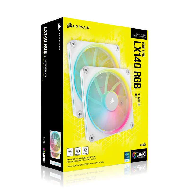 コルセア　CORSAIR　iCUE LINK LX140 RGB WHITE Dual Fans Starter Kit　CO-9051032-WW