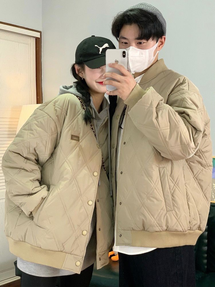 2024 和風菱形中綿ジャケットメンズ野球ユニフォーム中綿ジャケットメンズカップルウェア