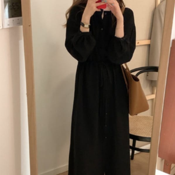 ワンピース デート シャツワンピース ミモレ ミモレ丈 袖あり 長袖 かわいい 大人可愛い きれいめ シンプル カジュアル 大人 上品 おしゃれ お洒落 かっこいい レトロ 大人女子 こなれ感