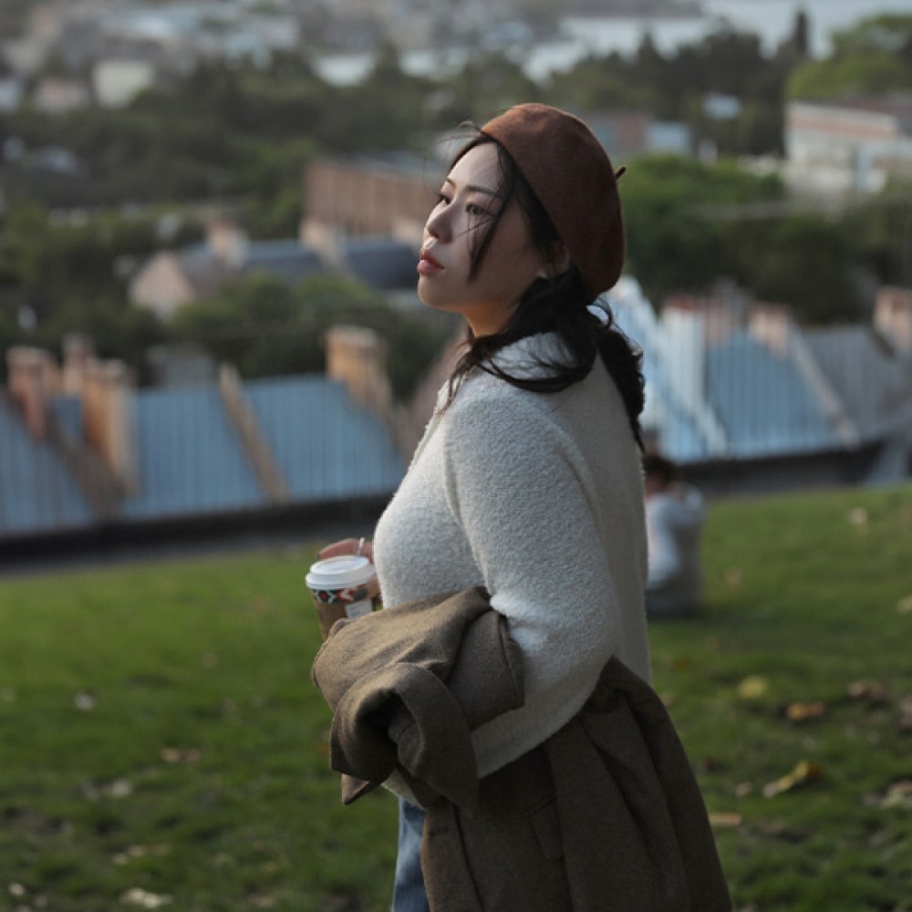 (JSTYLEのイーブレット) イーブレットメロンボタン襟ニット JSTYLE