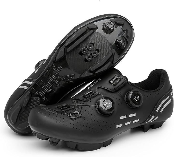 MTBシューズ ビンディング サイクル 自転車 靴 SPD(ブラック, 27.0 cm)