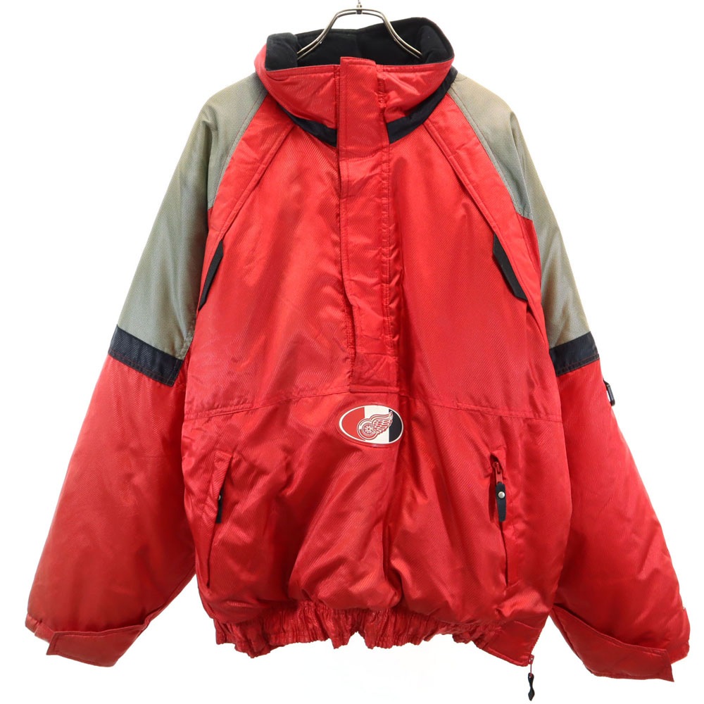 90s 韓国製 レッドウィングス オールド NHL ハーフジップ 中綿ジャケット L 赤 プルオーバー メンズ