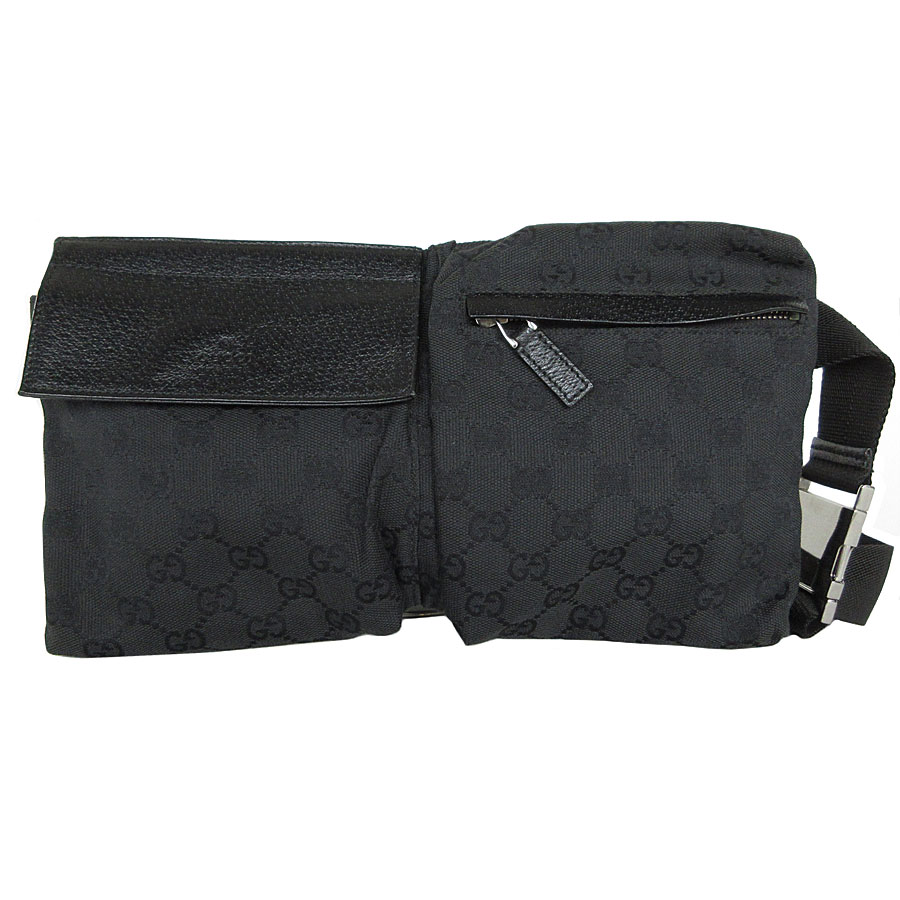 グッチ GUCCI ウエストバッグ ウエストポーチ GGキャンバス ブラック メンズ 28566 s0627a