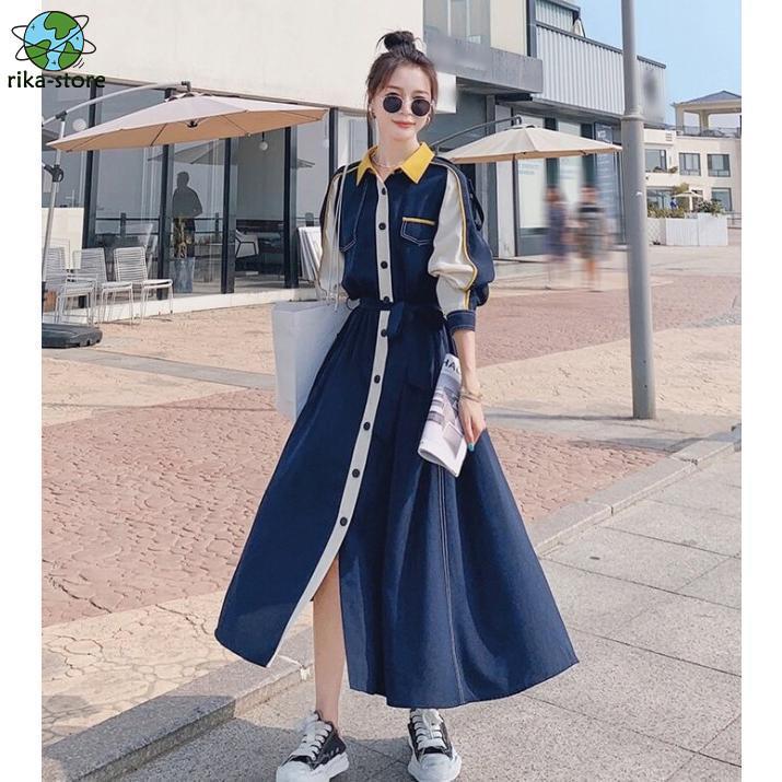 ワンピース シャツワンピース 長袖 ワンピース レディース Aライン 春 秋 ウエストマーク 大きいサイズ 3L ロングコート 韓国 ファッション