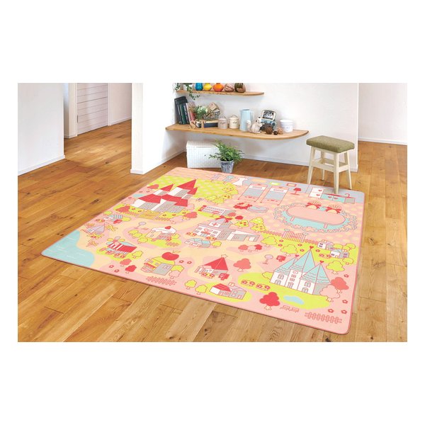 洗えるキッズラグ プリンセスタウン2 マストデザイン 滑り止め加工 約190×190cm 240626400 6,950円