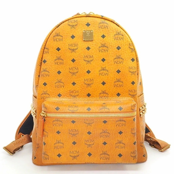 【新品同様】エムシーエム スタッズ付き ロゴグラム ゴールド金具 ヴィセトス レディース 【バックパック・リュック】