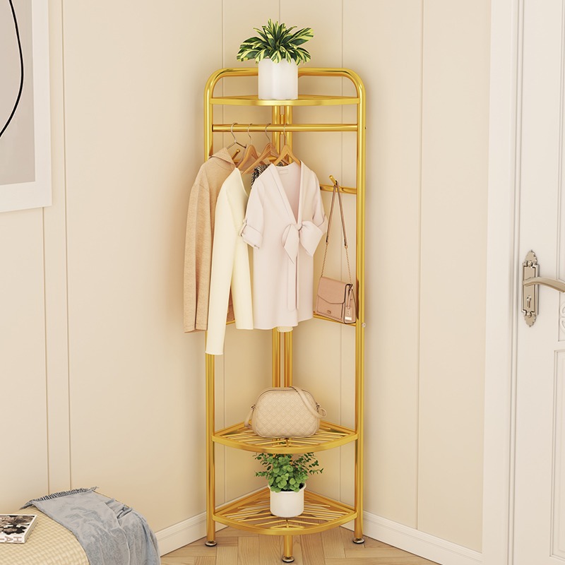 コーナークロークベッドルーム壁際掛け鞄ハンガーラックコーナー玄関簡易衣類収納棚