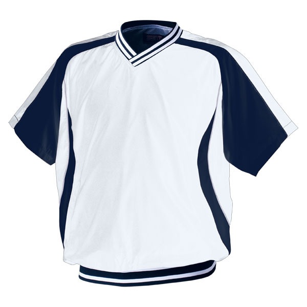 ゼット 野球ウエア 半袖Vネックジャンパー ホワイト×ネイビー XO BOV300H 1129