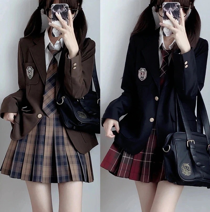 大人気！ 制服 上下セット スカート 6セット 8色 女の子 JK プリーツスカート チェック柄 ミニスカート スクール ブレザー シャツ ネクタイ 入学式 高校生 女子高生 コスプレ 学生服 長袖