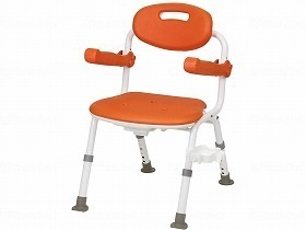 幸和製作所 テイコブワンタッチ折りたたみシャワーチェア(ミドル) レッドオレンジ BSU11
