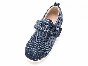 徳武産業 あゆみシューズ 介護靴 施設用 ダブルマジックIII ニット 5E 紺 片足/左LLサイズ 7047