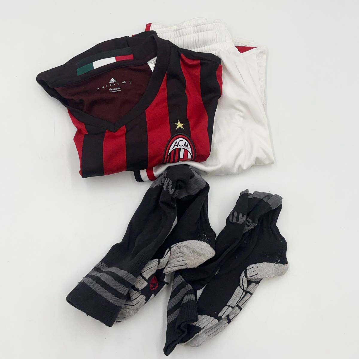 【中古】[上下セット] アディダス サッカー ACミラン 2016-17 ホーム ユニフォーム L ゲームパンツ M ソックス ADIDAS