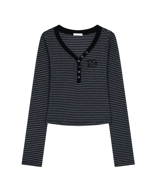 【ILLIGO】 129 BASIC LONG SLEEVE CHARCOAL BLACK 正規品