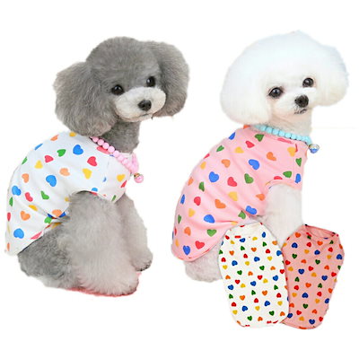 [Qoo10] PET FiND : 犬服 ハート柄 カラフルシャツ 袖なし : ペット