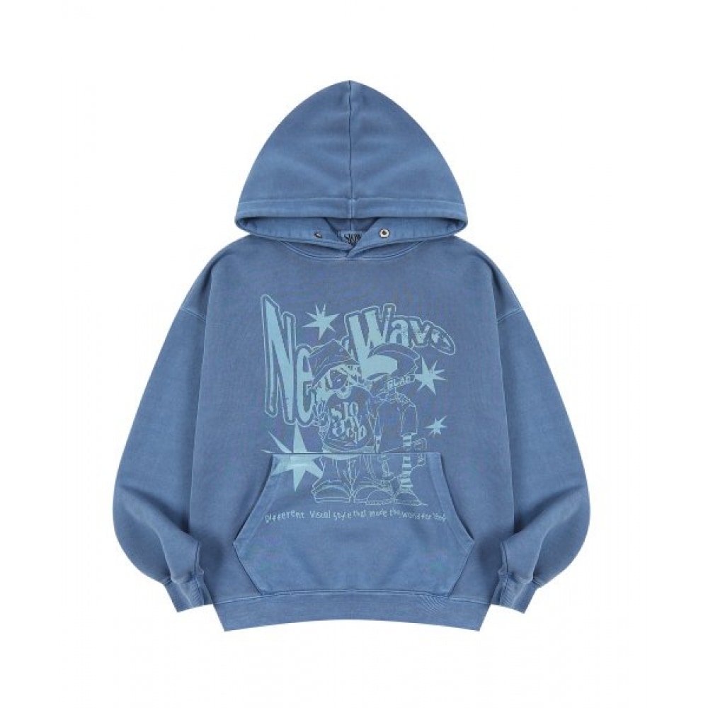 スローアシッドティーンズピグメントスナップボタンパーカーTシャツ [ブルー] 9,437円